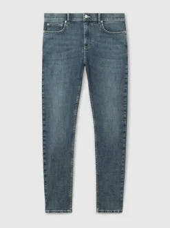 Reiss Washed Indigo Grey Cast Bleaker Skinny-Fit Jeans