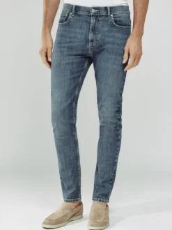 Reiss Washed Indigo Grey Cast Bleaker Skinny-Fit Jeans