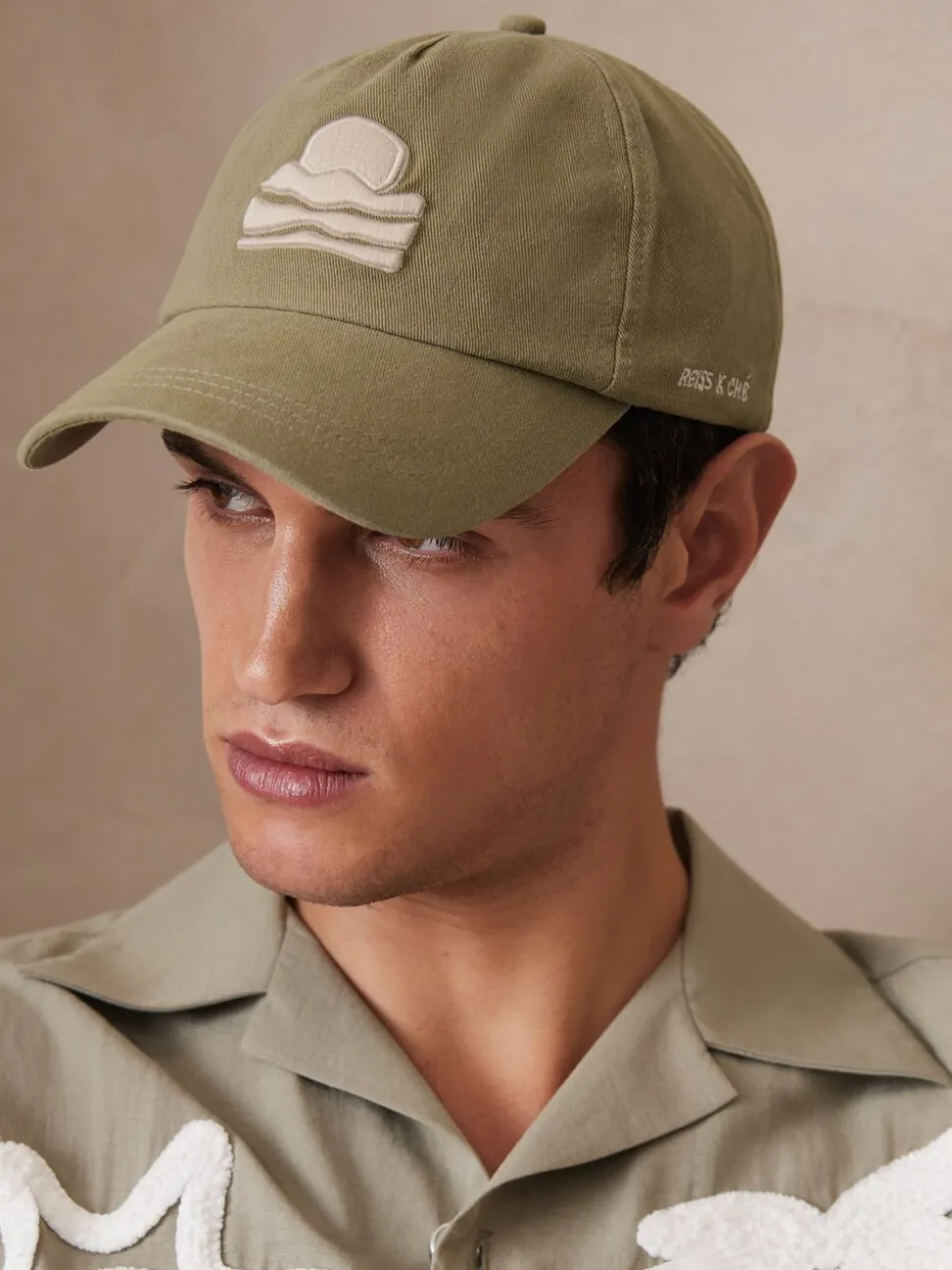 Reiss Washed Sage Brava Sunset-Embroidered Cap