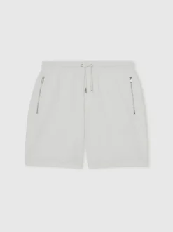Reiss White Angus Textured Drawstring Shorts