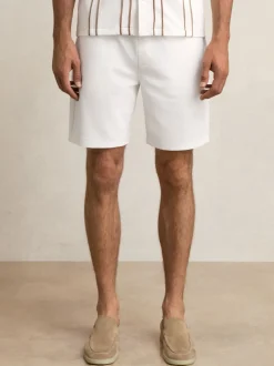 Reiss White Angus Textured Drawstring Shorts