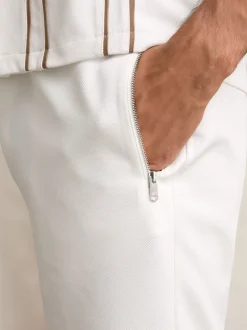 Reiss White Angus Textured Drawstring Shorts