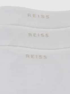 Reiss White Axis 3 Pack Invisible Trainer Socks Cotton-Blend