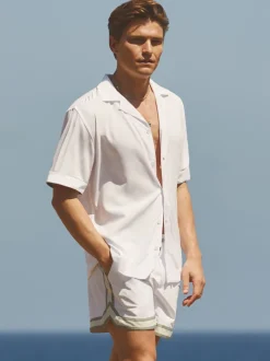 Reiss White Baller - Che Contrast Stripe Elasticated Waist Swim Shorts