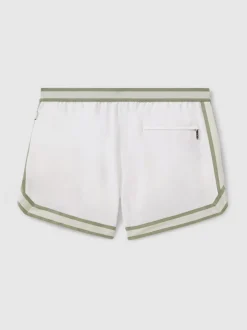 Reiss White Baller - Che Contrast Stripe Elasticated Waist Swim Shorts