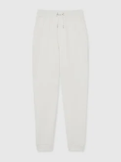 Reiss White Bow Cotton-Blend Ribbed Drawstring Joggers