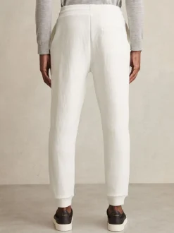 Reiss White Bow Cotton-Blend Ribbed Drawstring Joggers