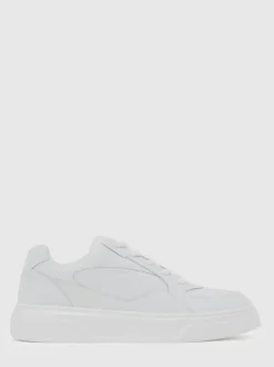 Reiss White Cast Bonded-Leather Chunky Sole Trainers