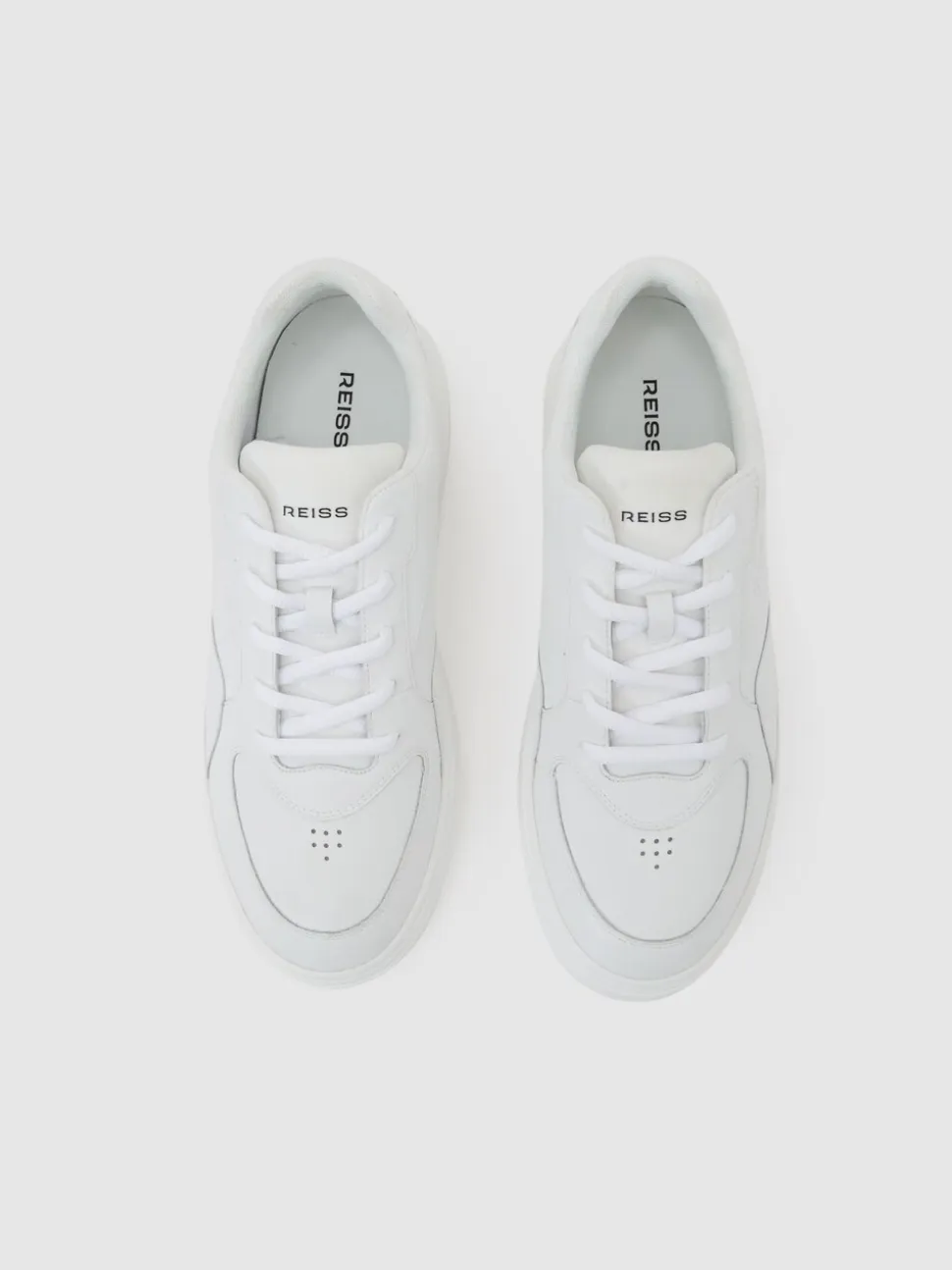 Reiss White Cast Bonded-Leather Chunky Sole Trainers