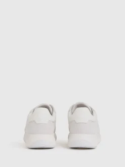Reiss White Emmett Bonded-Leather Suede Running Trainers