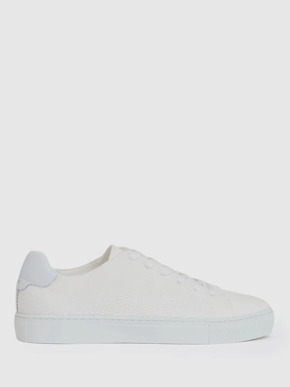 Reiss White Finley Knit Knitted Low-Top Trainers