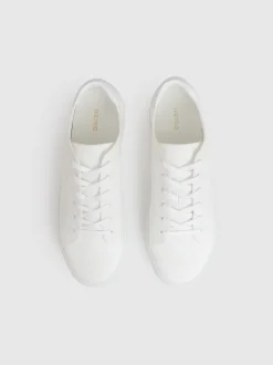 Reiss White Finley Knit Knitted Low-Top Trainers