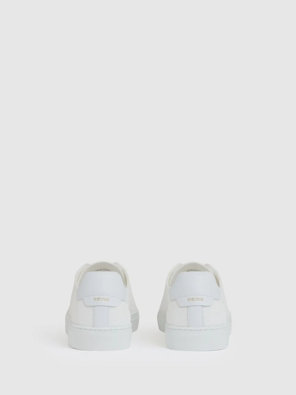 Reiss White Finley Knit Knitted Low-Top Trainers
