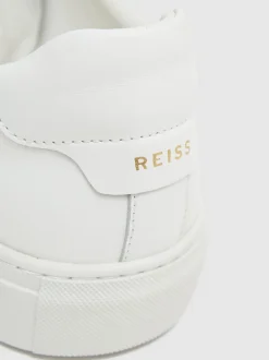 Reiss White Finley Leather Low-Top Trainers