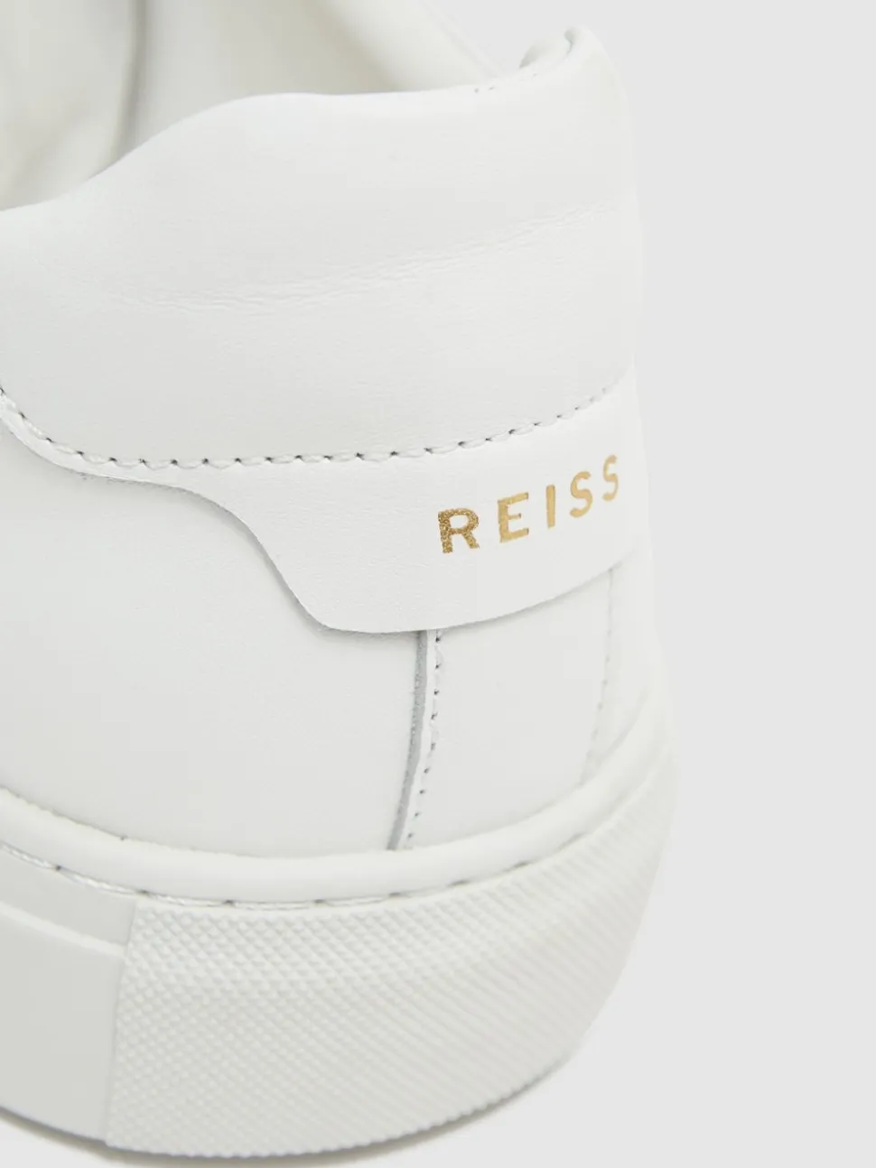 Reiss White Finley Leather Low-Top Trainers