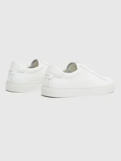 Reiss White Finley Leather Low-Top Trainers