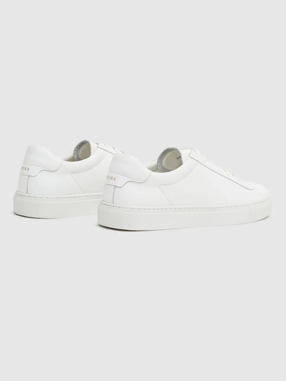 Reiss White Finley Leather Low-Top Trainers