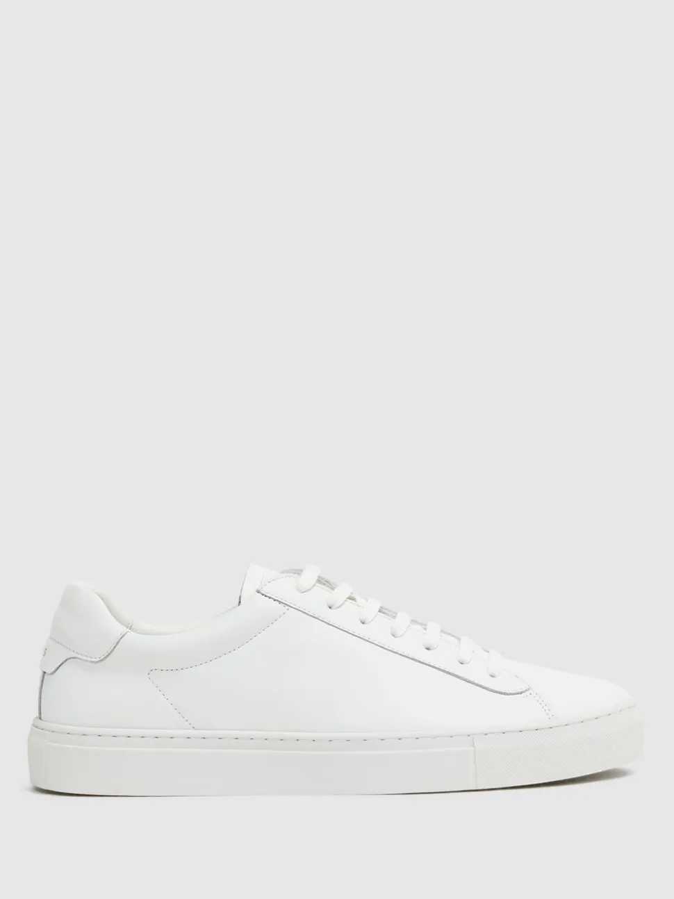 Reiss White Finley Leather Low-Top Trainers