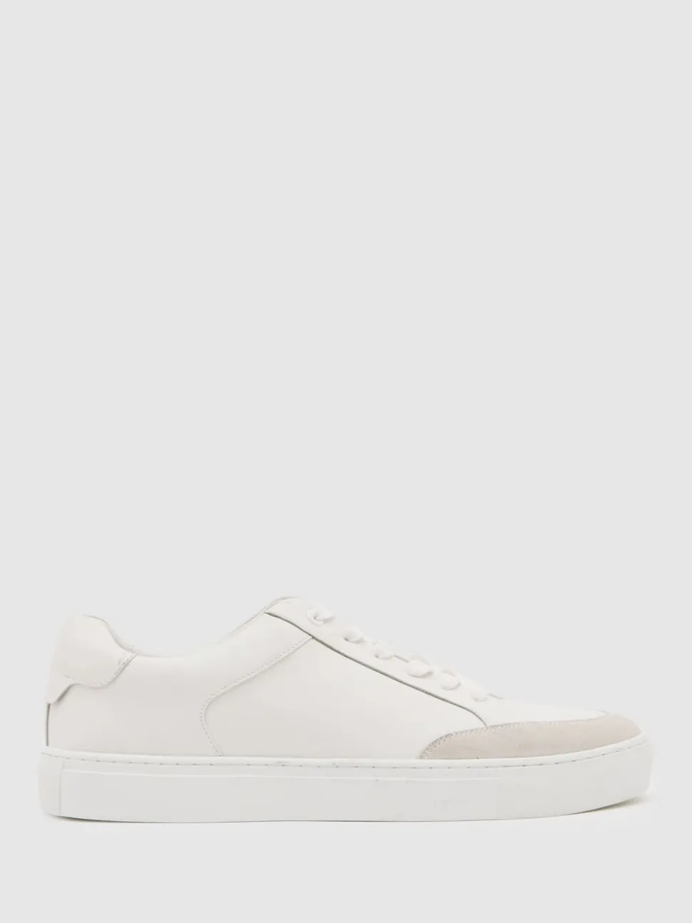 Reiss White Finton Bonded-Leather Low-Top Trainers