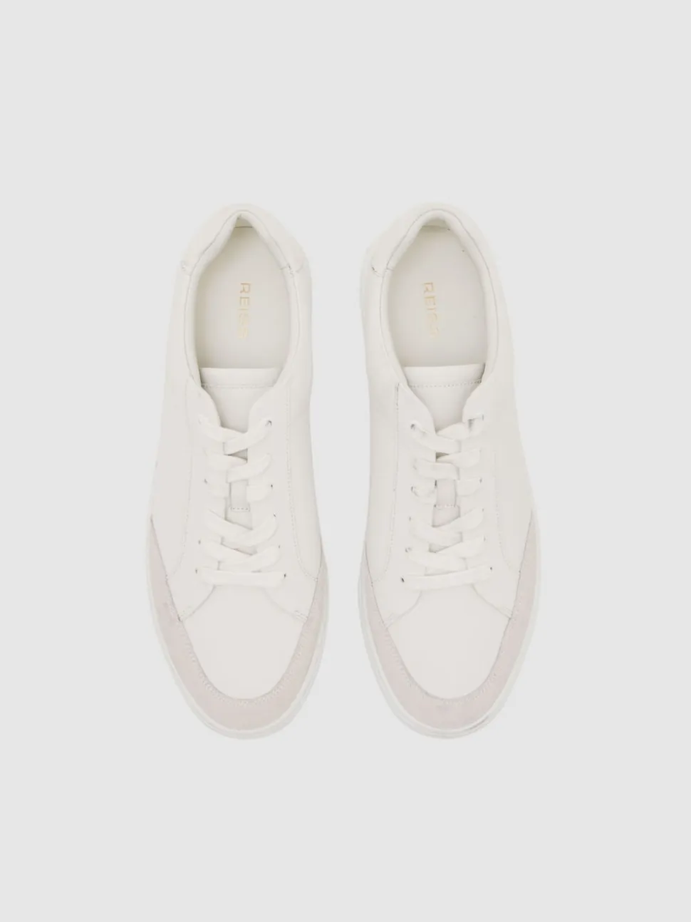 Reiss White Finton Bonded-Leather Low-Top Trainers