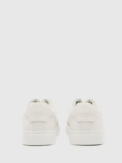 Reiss White Finton Bonded-Leather Low-Top Trainers