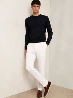 Reiss White Found Stretch Slim Fit Drawstring Trousers