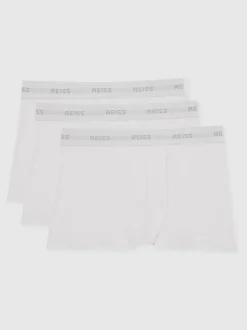 Reiss White Heller Three Pack of Organic Cotton Blend Boxers