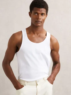 Reiss White Jaden Stretch-Cotton Ribbed Vest