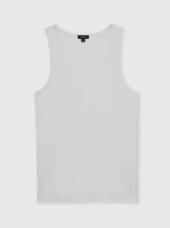 Reiss White Jaden Stretch-Cotton Ribbed Vest