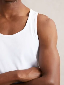 Reiss White Jaden Stretch-Cotton Ribbed Vest