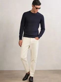 Reiss White Rathbone Relaxed-Fit Cropped Jeans