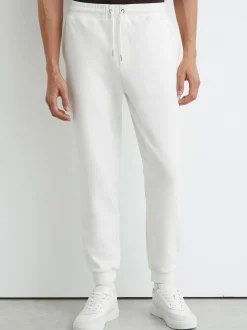 Reiss White Remo Cotton-Blend Brushed Ribbed Joggers