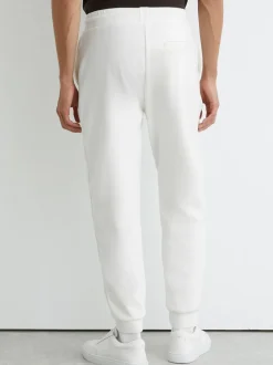Reiss White Remo Cotton-Blend Brushed Ribbed Joggers