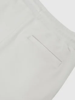 Reiss White Remo Cotton-Blend Brushed Ribbed Joggers