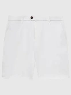 Reiss White Wicket Cotton Chino Shorts with Stretch