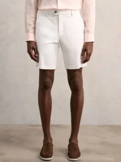 Reiss White Wicket Cotton Chino Shorts with Stretch