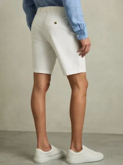 Reiss White Wicket Cotton Chino Shorts with Stretch