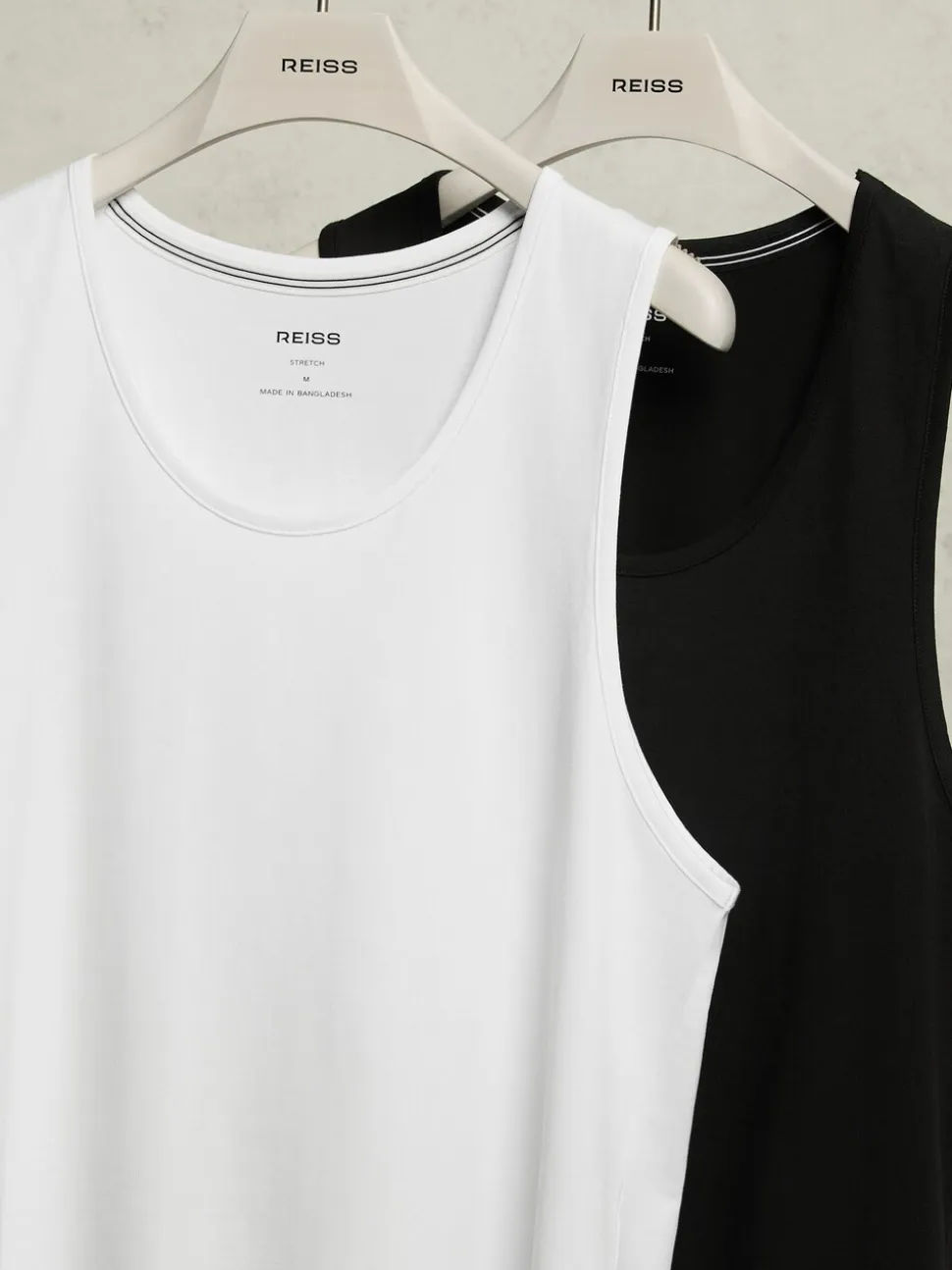 Reiss White/Black Monty 2 Pack Stretch-Cotton Loungewear Vests
