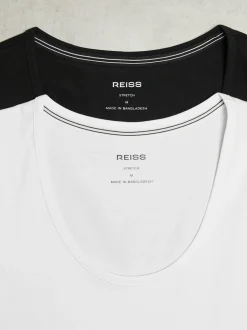 Reiss White/Black Monty 2 Pack Stretch-Cotton Loungewear Vests