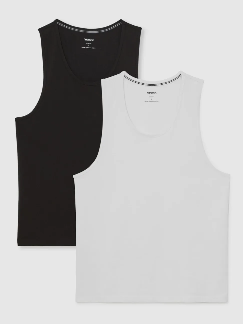 Reiss White/Black Monty 2 Pack Stretch-Cotton Loungewear Vests