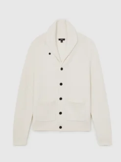 Reiss Winter White Cannon Shawl-Collar Cardigan With Wool