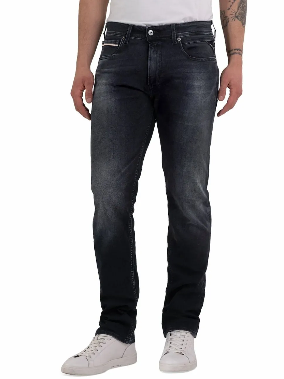 Replay Dark Grey Straight Fit Grover Comfort Stretch Jeans