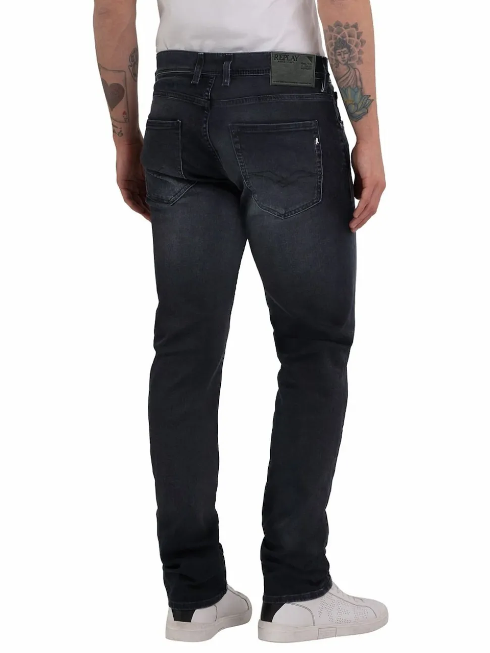 Replay Dark Grey Straight Fit Grover Comfort Stretch Jeans