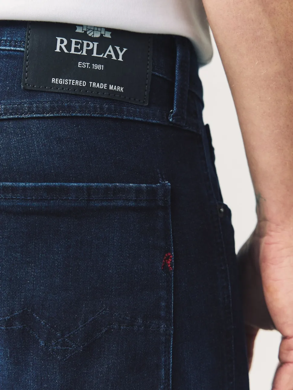 Replay Denim Dark Blue Powerstretch Straight Fit Grover Stretch Jeans