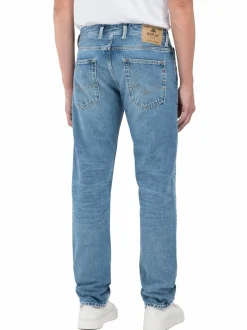 Replay Mid Blue Denim Straight Fit Grover Stretch Jeans