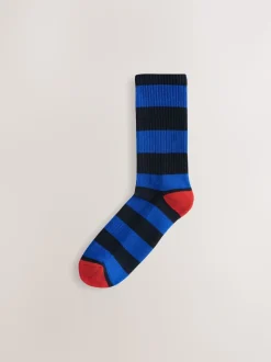 Rich Blue/Green/Red Stripe Pattern Sports Socks 4 Pack