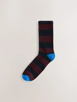 Rich Blue/Green/Red Stripe Pattern Sports Socks 4 Pack