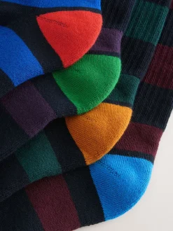 Rich Blue/Green/Red Stripe Pattern Sports Socks 4 Pack