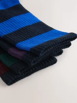 Rich Blue/Green/Red Stripe Pattern Sports Socks 4 Pack