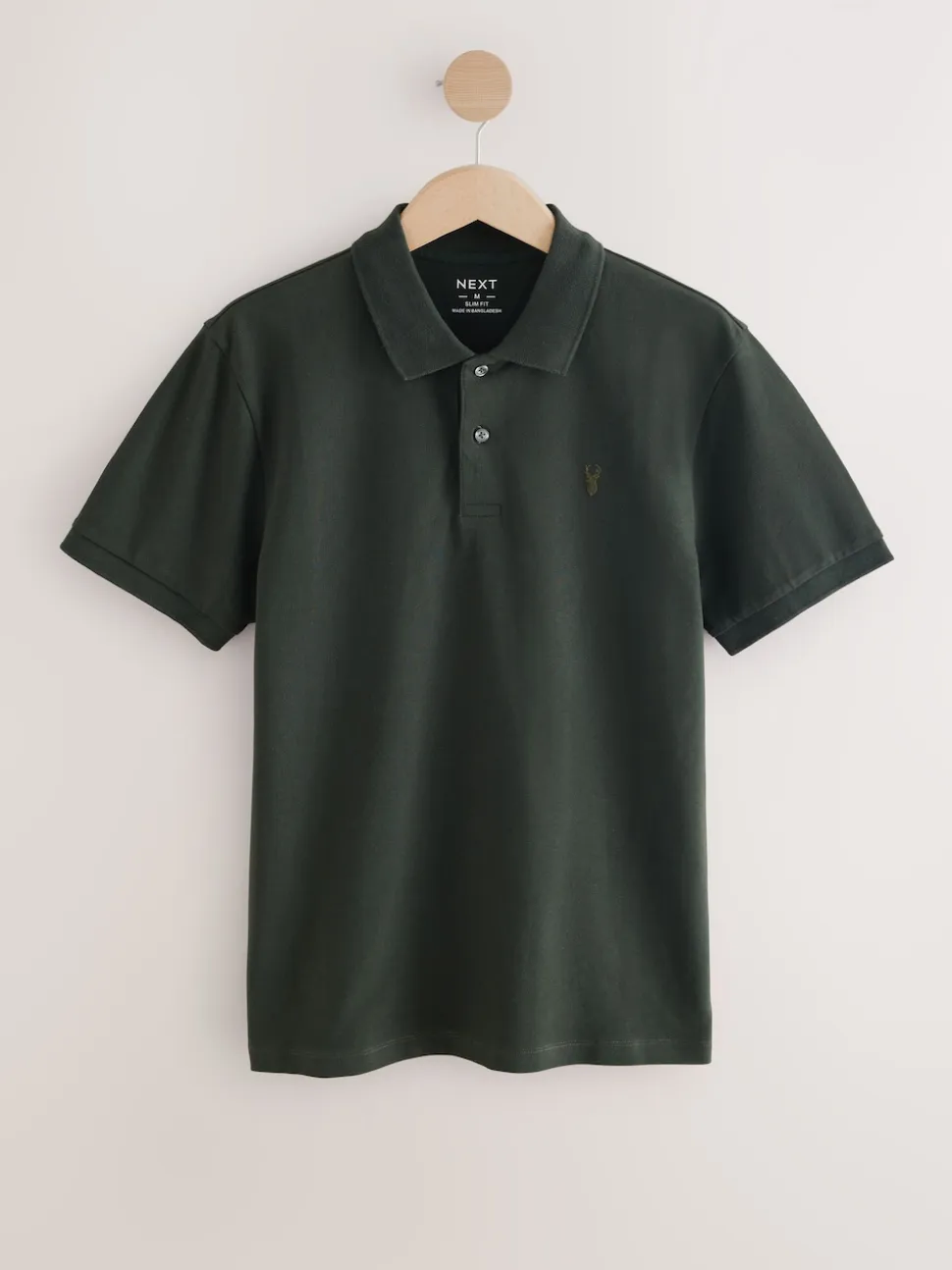 Rich Olive Green Slim Fit Short Sleeve Pique Polo Shirt